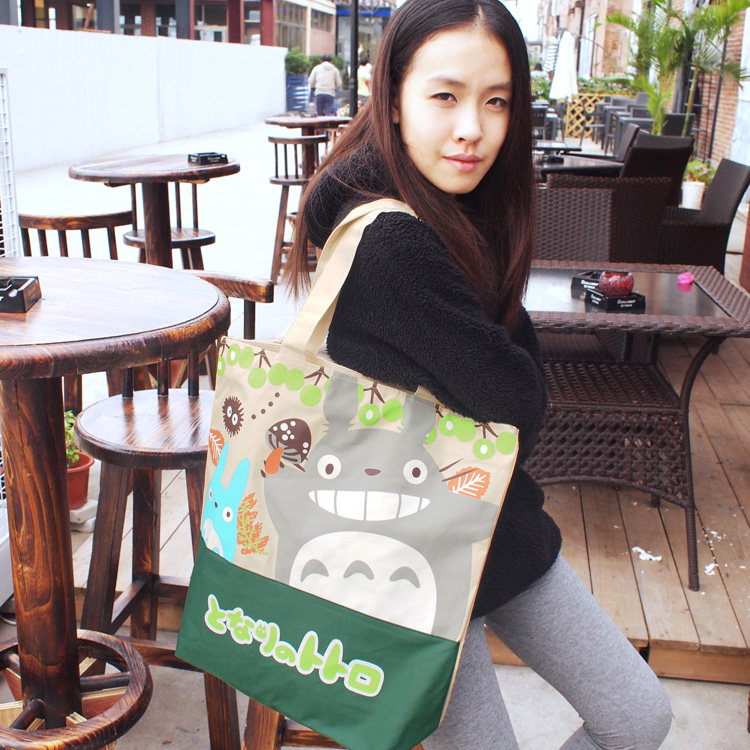 Cartoon lovely Japan Totoro zipper One shoulder portable Foldable environmental protection Canvas bag Shopping bag student Female bagin the Leather/Lady bags/Men's bag, Ms. bags  category - from Buy2taobao.com to provide professional Taobao agent buy service