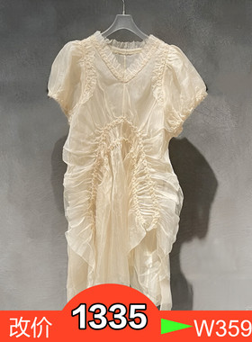 正品2023夏款缩褶V领连衣裙 BBC213J202-230