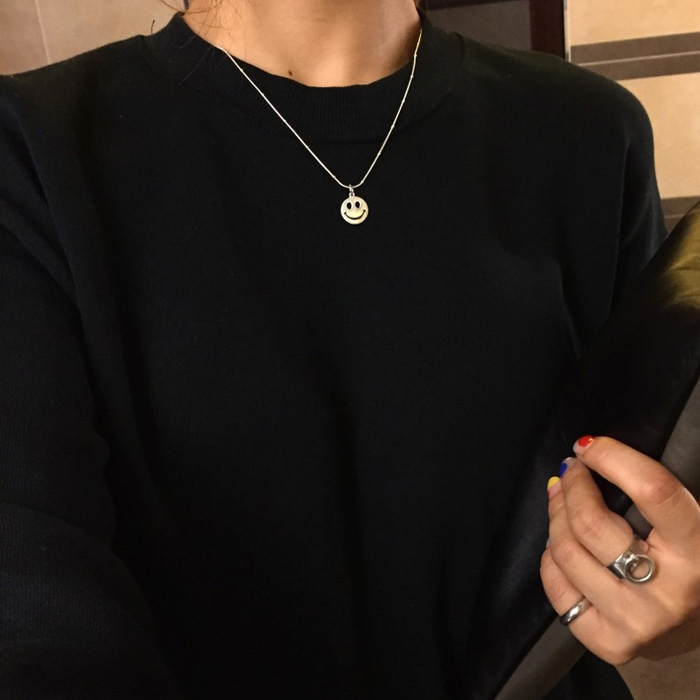 S925 Sterling Silver Ladies Trendsetter have cash less than that is registered in the accounts Necklace Japan and South Korea Simplicity Smiling face clavicle A birthday present Korean jewelryin the Accessories/Fashion Jewelry, Necklace  category - from Buy2taobao.com to provide professional Taobao agent buy service
