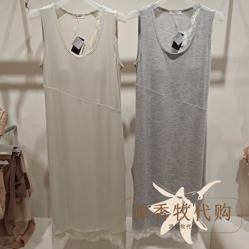 爱慕26春夏睡美人含桑蚕丝带胸垫可外穿家居睡裙睡衣女士AM44C651