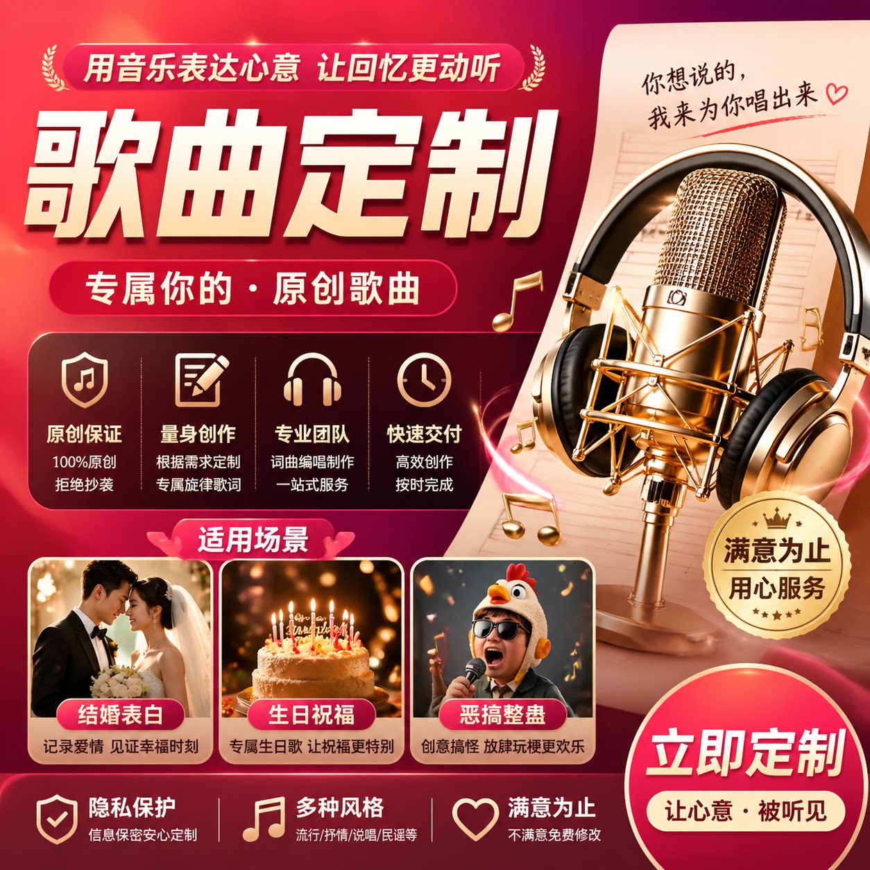 写原创歌曲定制结婚生日恶搞