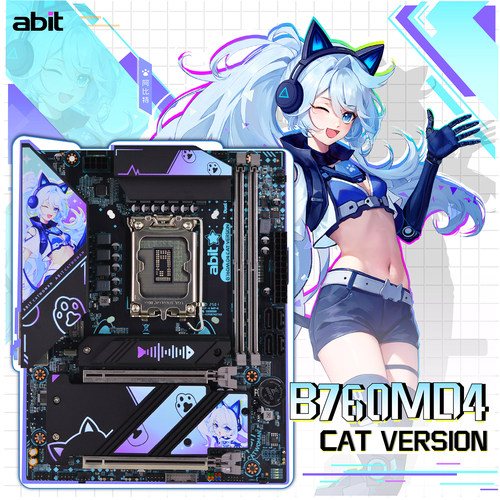 升技B760M猫娘白色黑色主板D4