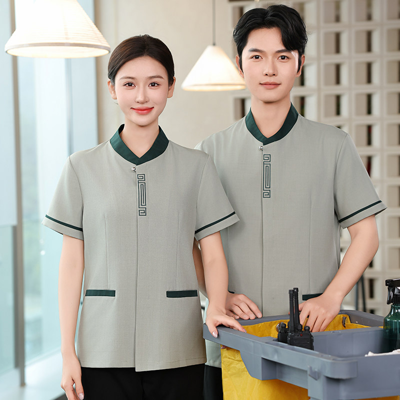 物业保洁工作服夏薄款短袖酒店客房卫生家政开荒清洁工PA制服透气