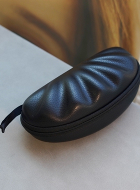 皮质黑色贝壳皮质拉链眼镜盒抗压大号太阳镜盒便携式墨镜收纳盒子