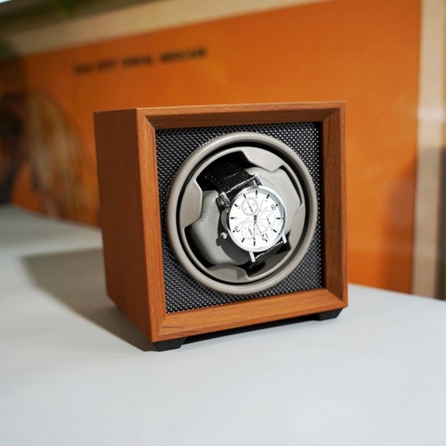黑胡桃木纹单表位自动机械手表上链摇表器电动上弦表盒展示简约款