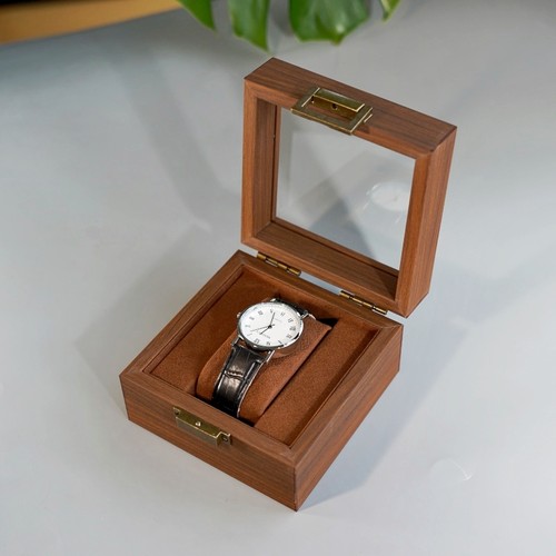 手表收纳单表位黑胡桃木纹高档木质表盒机械腕表展示收藏包装礼盒