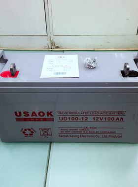 原装正品USAOK 12V100AH铅酸免维护蓄电池 UPS电源太阳能专用电瓶