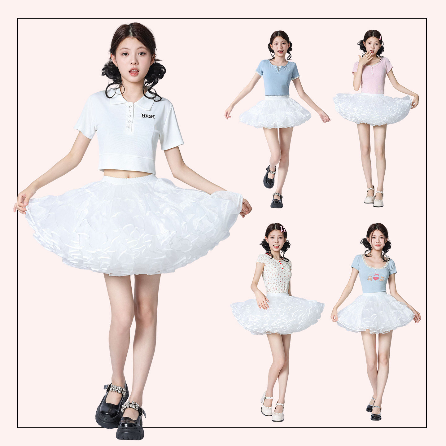 lolita裙撑洛丽塔日常暴力软纱撑狗短半身裙蓬蓬裙无骨鸭屁股裙撑