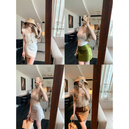 NSS COLLECTION“鎏光”仿醋酸缎面波点高级感优雅气质显瘦半裙女