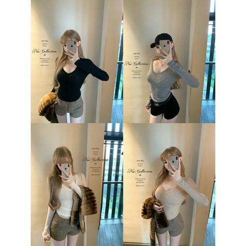 NSS COLLECTION“奶油肌”纯欲v领水溶羊毛衫女修身显瘦百搭上衣