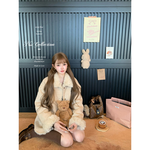 NSS COLLECTION“初雪白月光”羊羔毛麂皮皮毛一体两面穿宽松外套