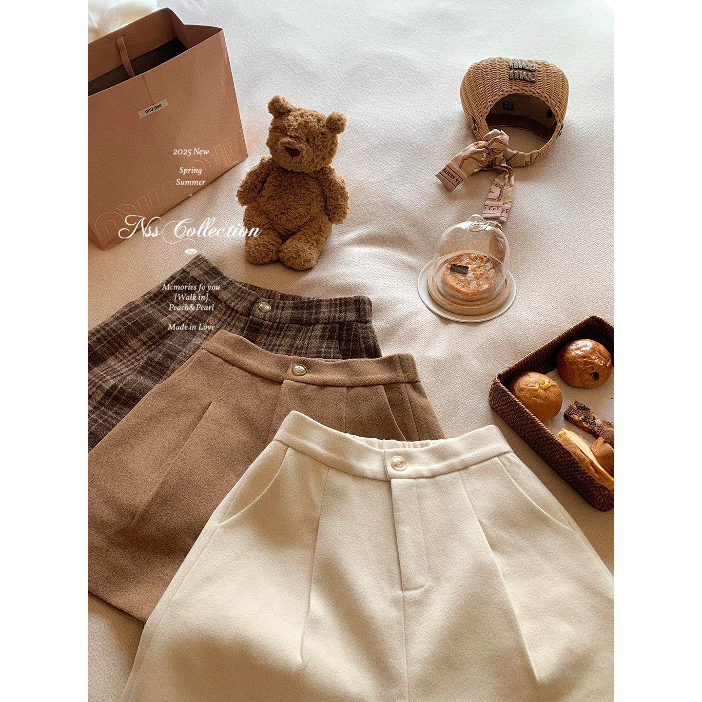 NSSCOLLECTION百搭羊毛呢短裤