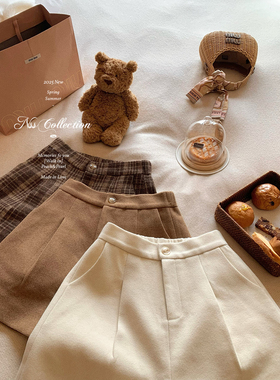 NSS COLLECTION“栗子麻薯”韩系修身气质可叠穿秋冬百搭毛呢短裤