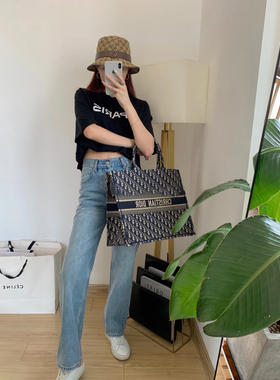 NSSCOLLECTION王牌进店b败 70s复古蓝美式高腰宽松泫雅阔腿牛仔裤