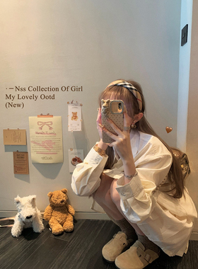 NSS COLLECTION 宅女Bear 学院衬衣组套百褶裙两件套条纹衬衫套装