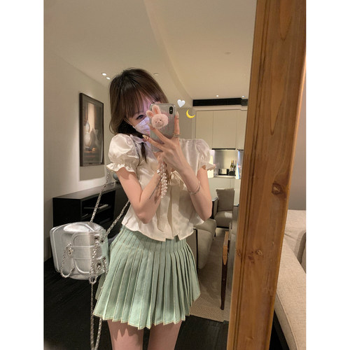NSSCOLLECTION少女缎面丝带衬衫