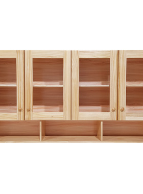 松木厨房墙壁柜吊厨柜壁橱吊柜挂墙柜子实木收纳玻璃门置物柜定制