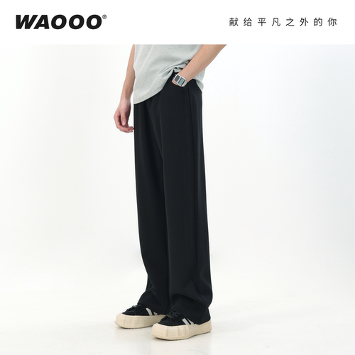 WAOOO 早秋2026新款休闲裤百搭直筒宽松长裤子男