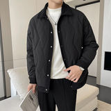 抖款男尚拼色翻领棉衣黑A312-2392P110，男装棉衣，电商A312