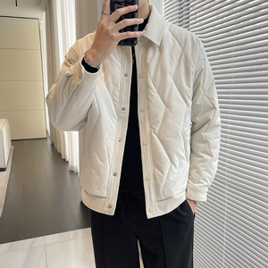 抖款  男尚拼色翻领棉衣黑A312-2392P110图片