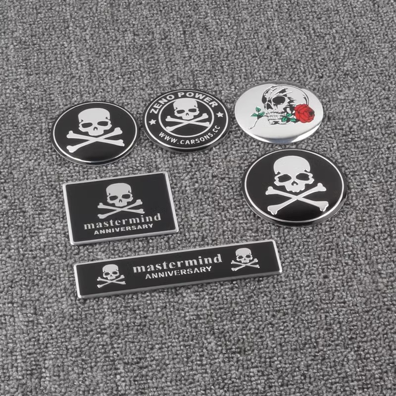 摩托车贴纸哈雷电动车个性金属标复古骷髅头车身油箱装饰创意车贴