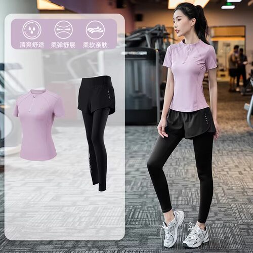 晨跑健身服女短袖长裤跑步服套装