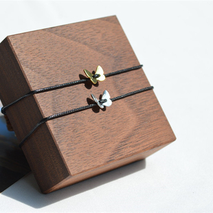 蝶落腕间 仙气飘飘纯银925银可爱迷你蝴蝶可调节手绳手链礼物女