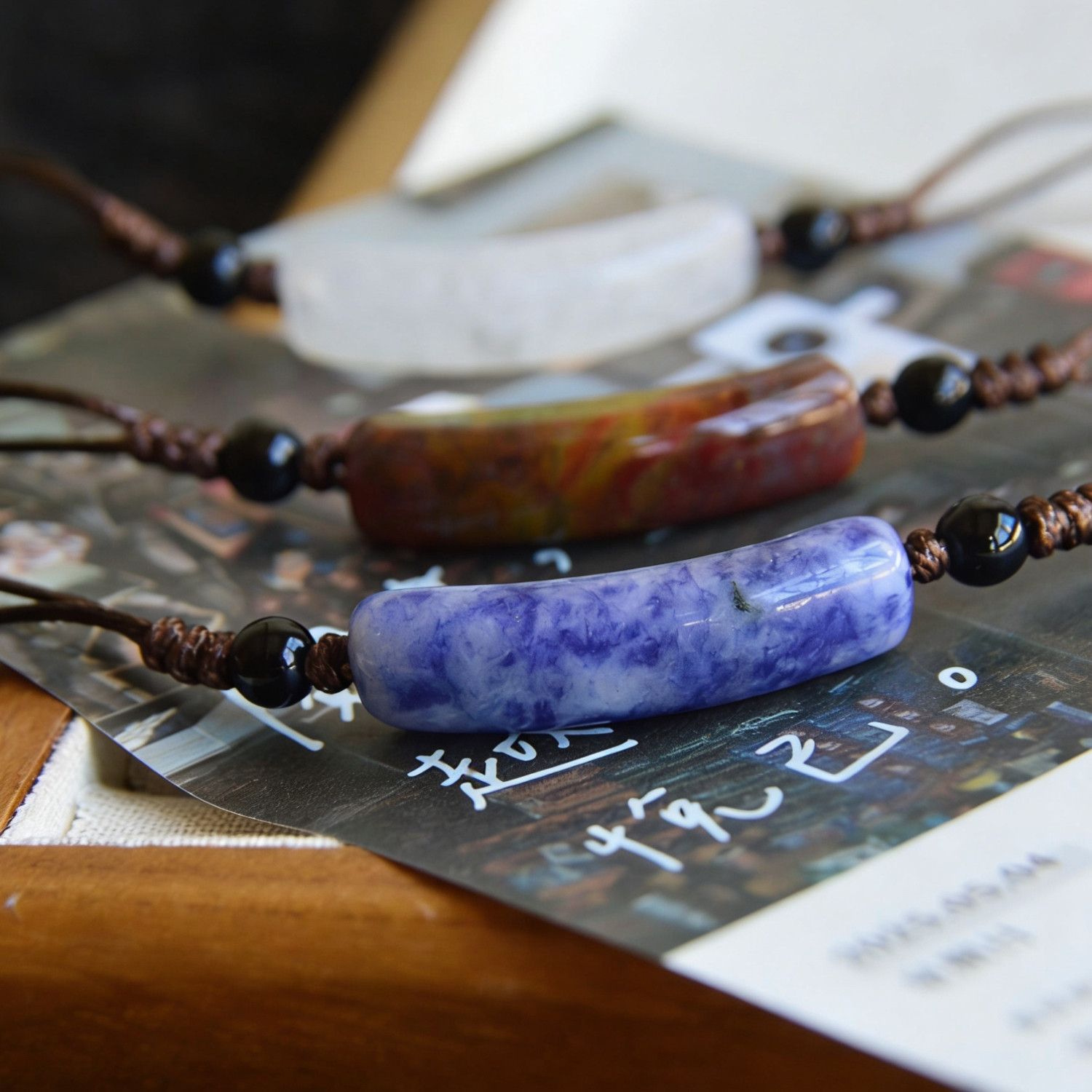 「闲石记」一图一物  原创百搭复古新中式天然石手牌手链手绳