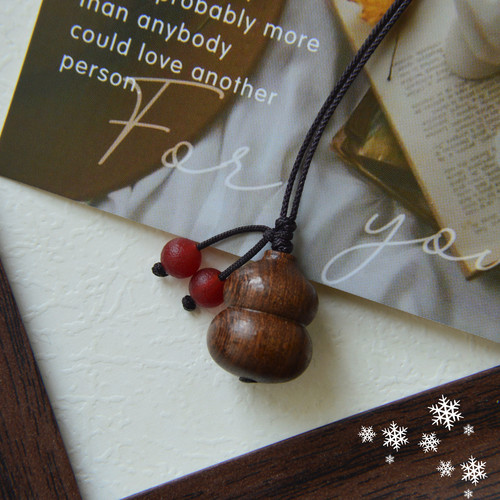 天然檀木小胖葫芦项链