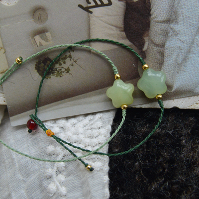 好可爱的天然岫玉小星星手链