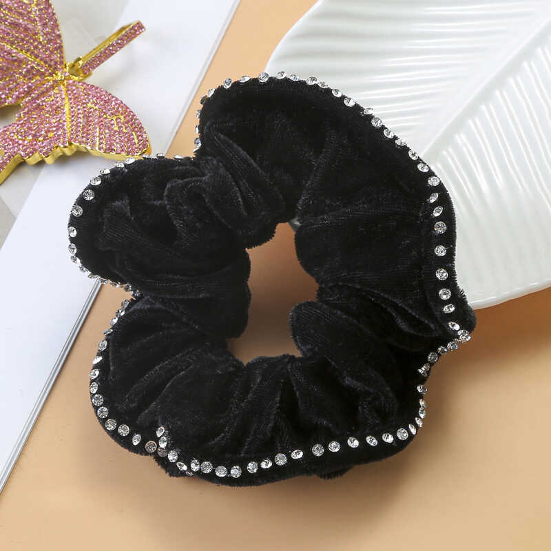 弹力发绳水钻丝绒布艺发圈