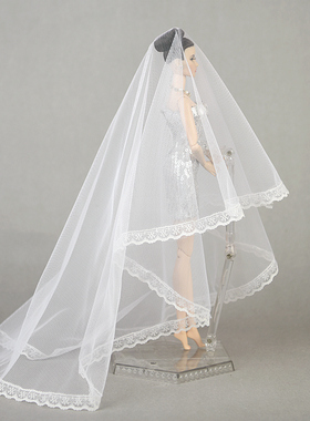 30cm心怡梦凡可儿六分娃娃bjd配件超大头纱3分4分6分可用白色头纱