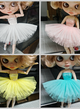 小布娃衣blythe azone 丽佳licca ob24娃娃礼服裹胸婚纱裙子 短裙