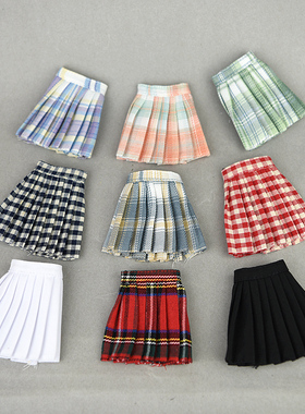 30cm心怡可儿6分娃娃衣服装超模桃子 blythe小布格子百褶裙jk短裙