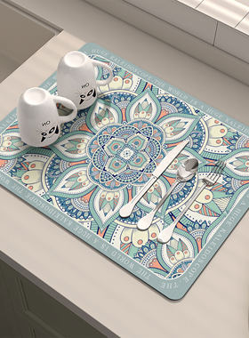 美式厨房台面沥水垫咖啡吧台速干易打理防滑垫硅藻泥吸油吸水垫