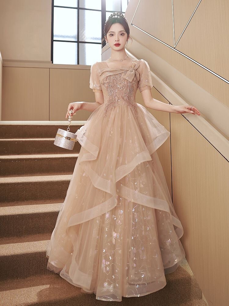 宴会主持晚礼服裙女2025新款高端轻奢高级感仙气仙女公主风演出服
