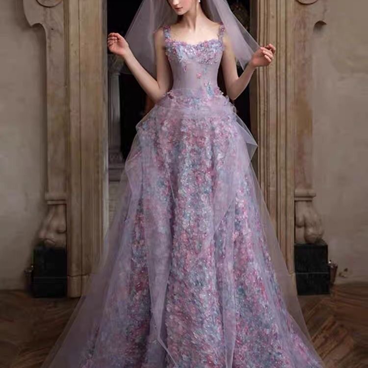 紫色订婚礼服裙轻奢小众高端敬酒服新娘2026新款成人礼宴会公主裙