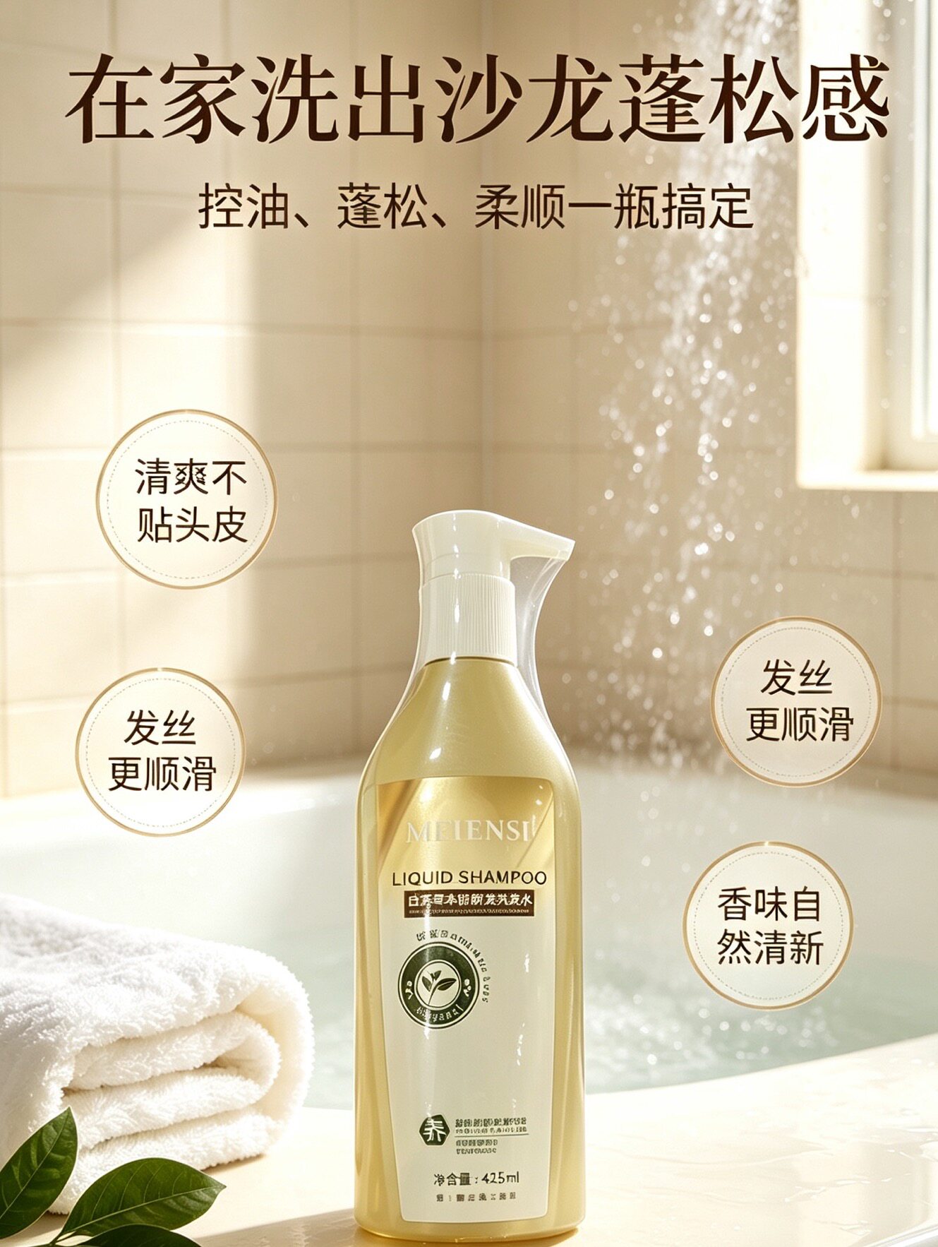 爆款白茶草本多效洗发水去屑控油蓬松养护干燥毛躁三合一洗发水
