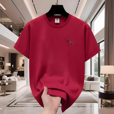 仓树一石2026新款马年骏马短袖T恤男士本命年夏季高级感体恤上衣