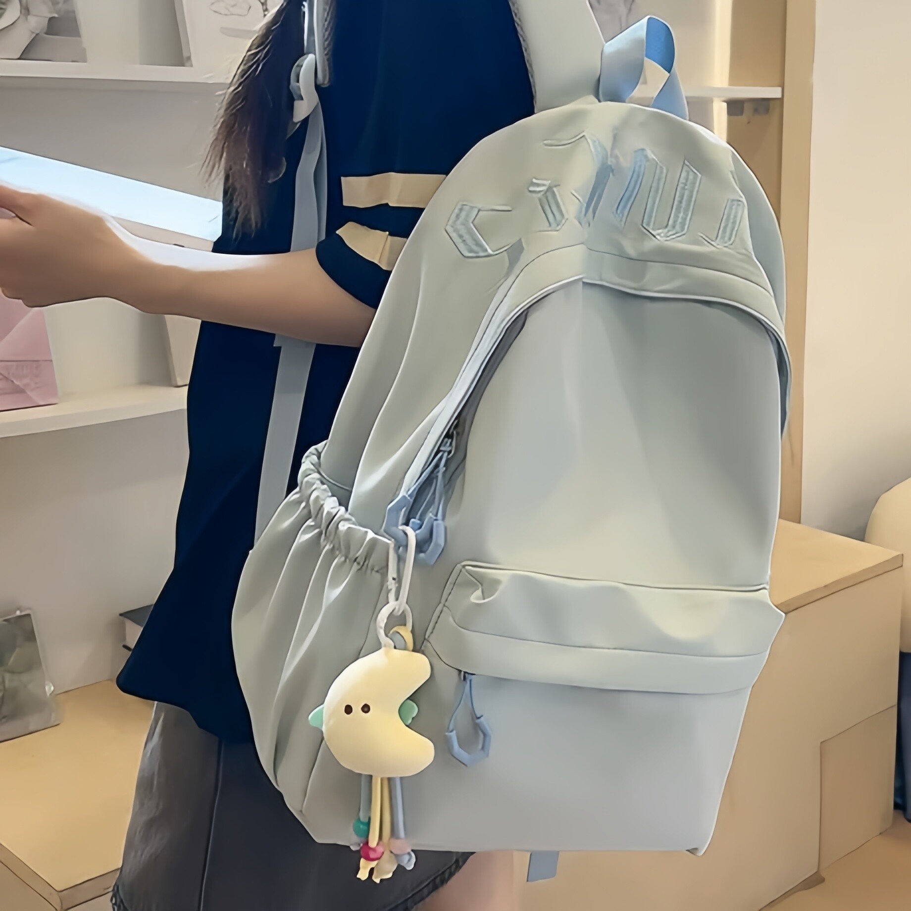 法国MKluck双肩包女孩初高中生简约轻便书包大容量大学生电脑背包