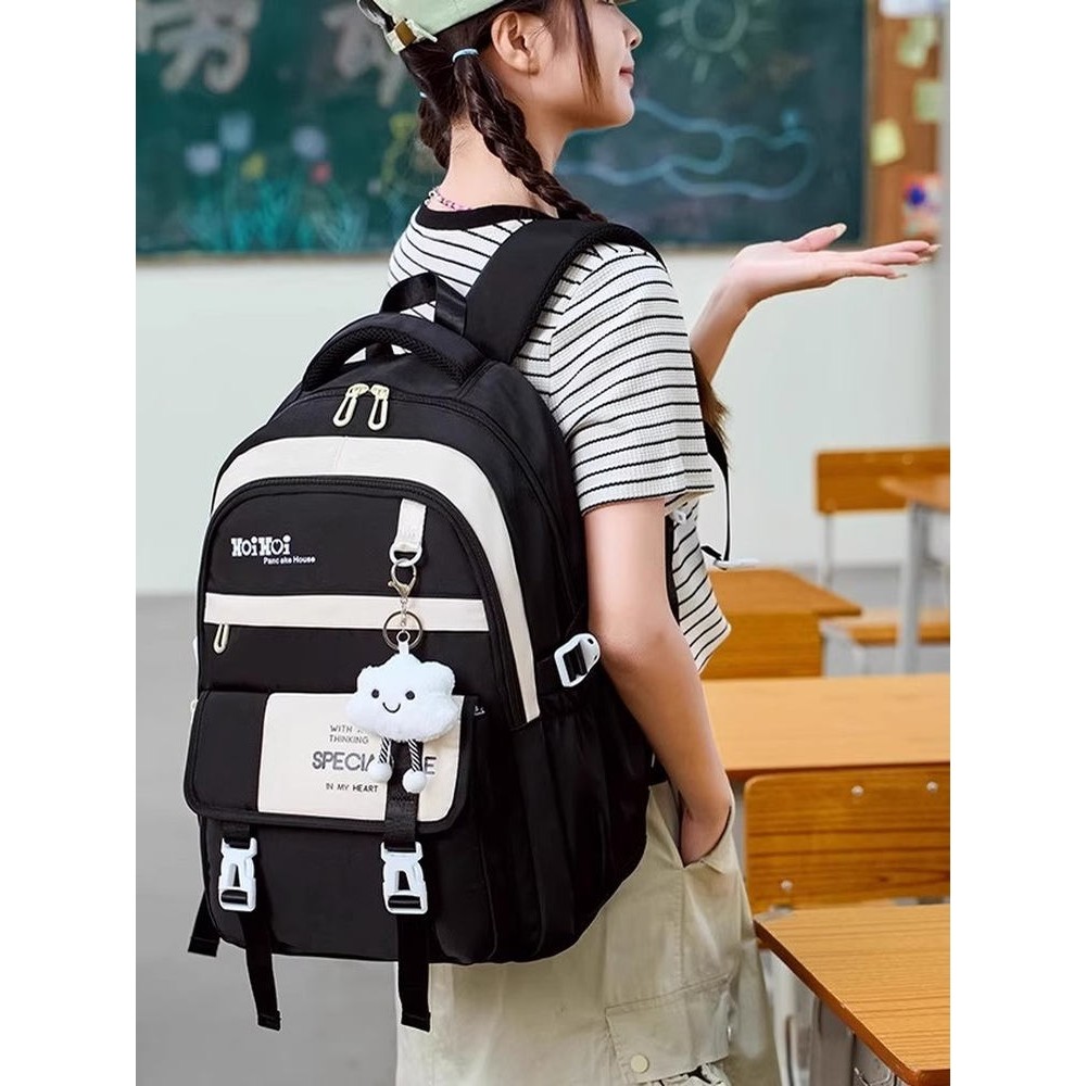 新款减负护脊超大容量书包女生高中中学生初中生小学生轻便双肩包