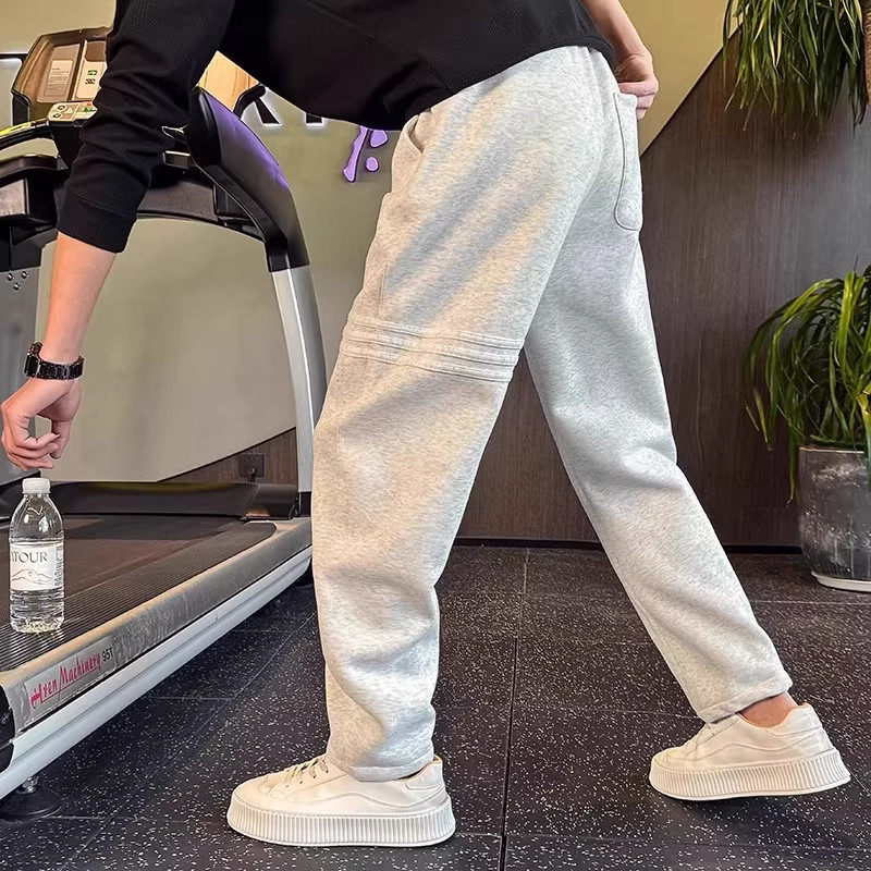 仓树一石潮牌春秋季灰色休闲裤男高级感时尚条纹新款直筒运动卫裤