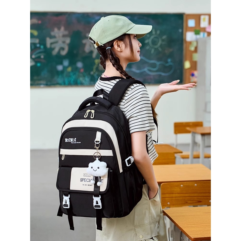 2025新款高颜值书包初中女生大容量双肩包小学生中学生高中生简约