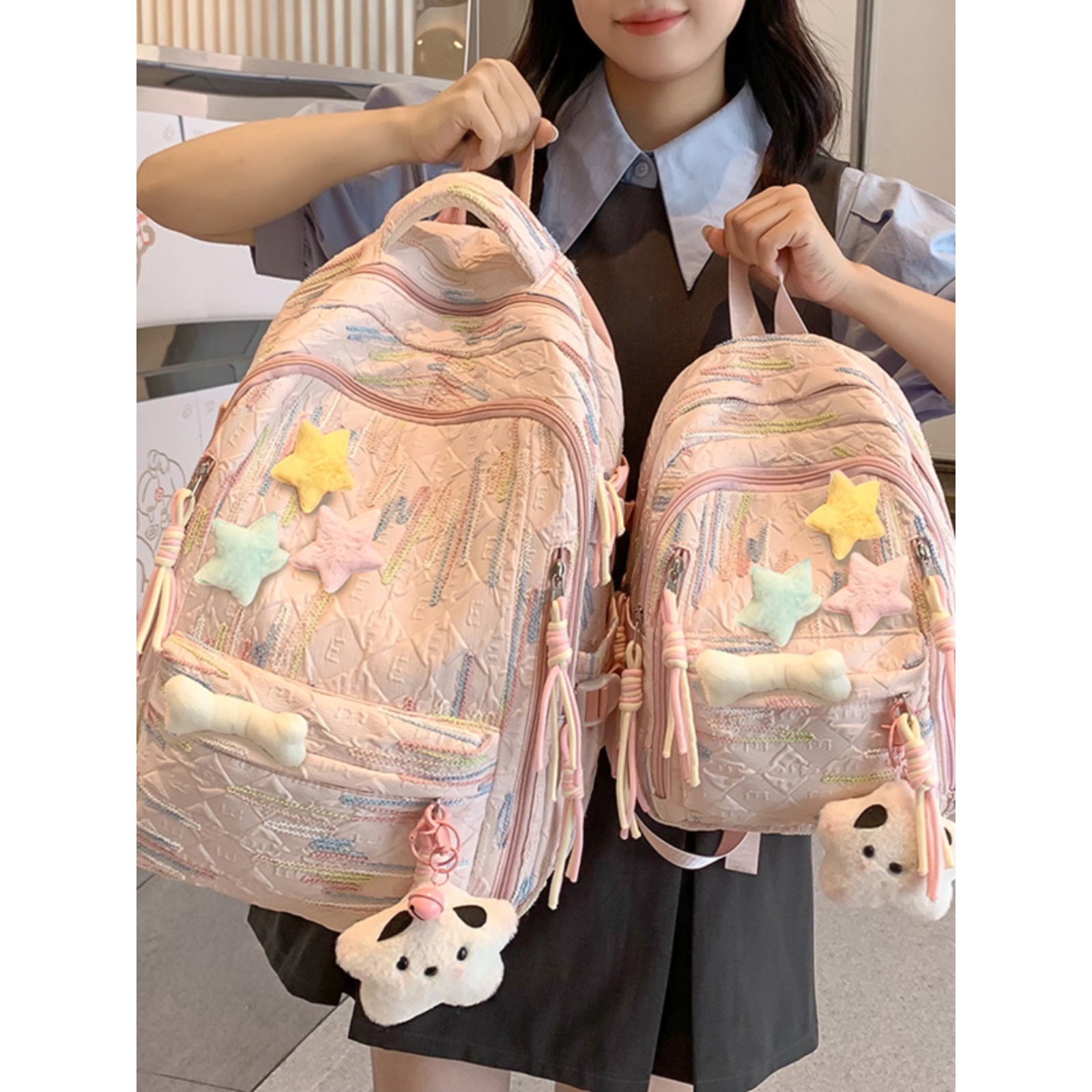 日本lp书包初中女生小学生韩版森系大容量背包高颜值轻便双肩包