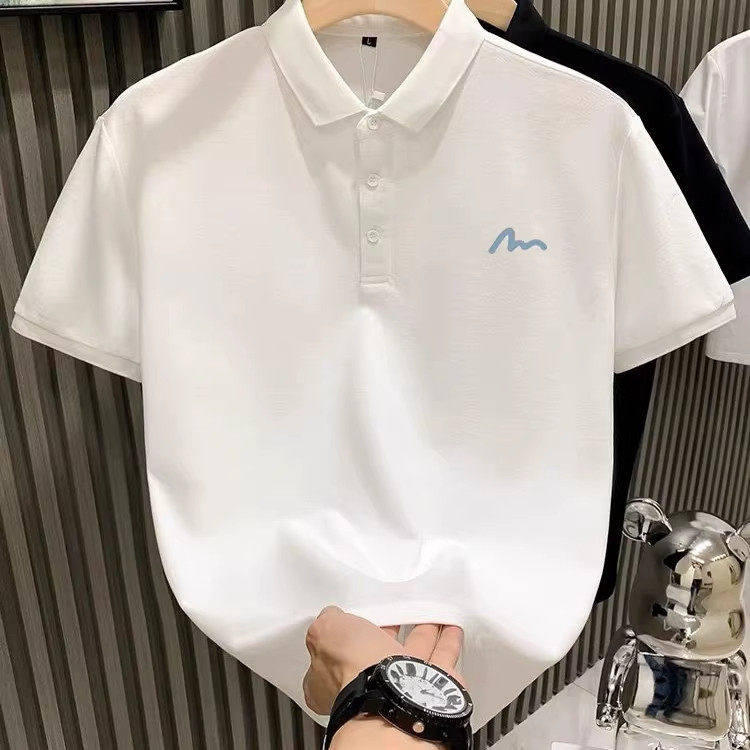 仓树一石线条设计感翻领POLO衫男士短袖夏季商务百搭休闲半袖T恤