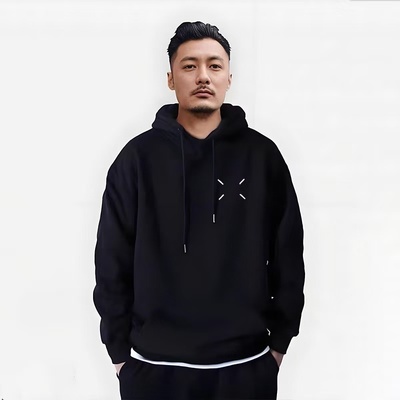 仓树一石潮牌连帽卫衣男士2025春秋季简约百搭美式复古薄款外套