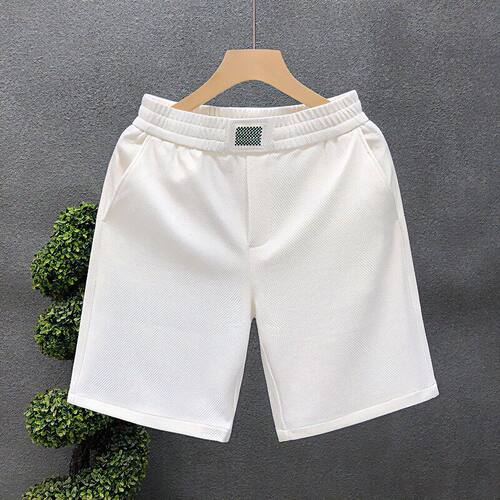 仓树一石潮牌时尚白色短裤男士夏季外穿休闲运动五分裤潮流中裤子
