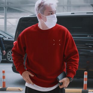 仓树一石潮牌马年本命年红色卫衣男加绒加厚线条纯棉重磅情侣上衣