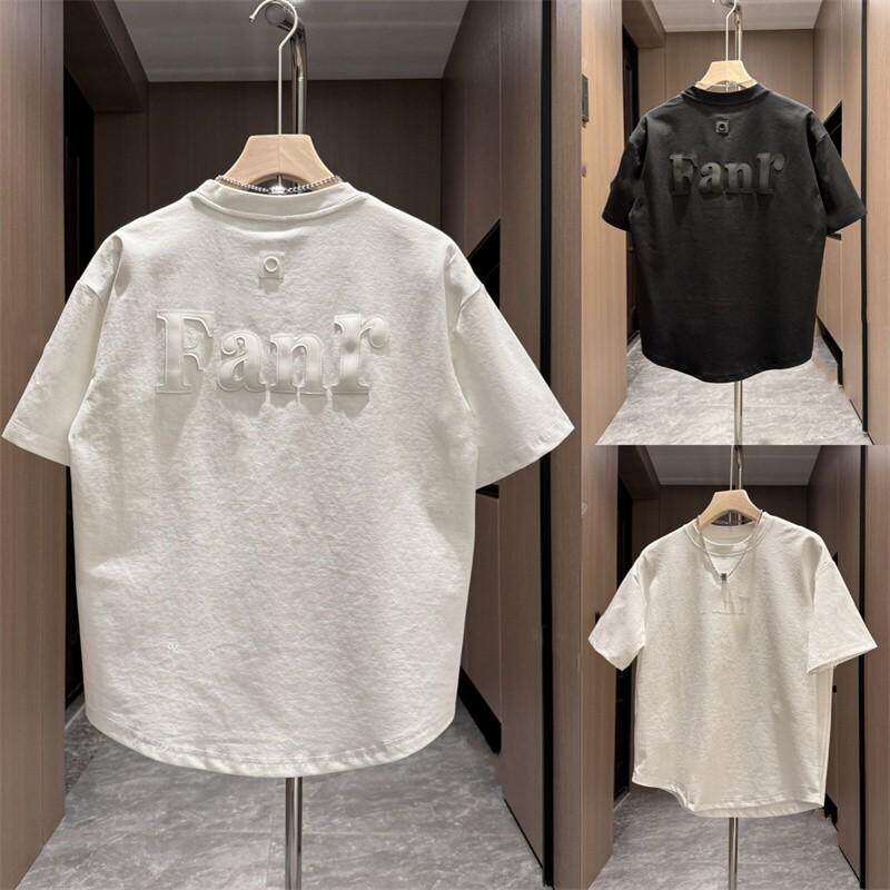仓树一石潮牌2026夏季白色短袖T恤男士轻奢高端时尚圆领宽松上衣
