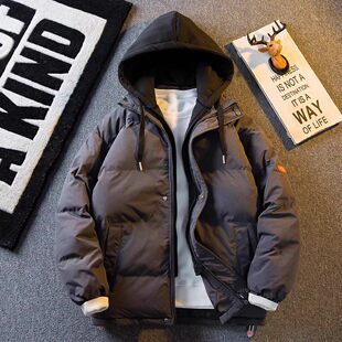 仓树一石排骨羽绒棉服男士冬季假两件连帽潮牌加厚保暖情侣装外套